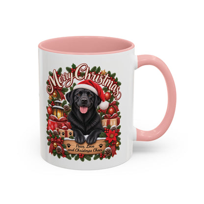 Labrador #4 Merry Christmas, personalised accent colour 11oz mug