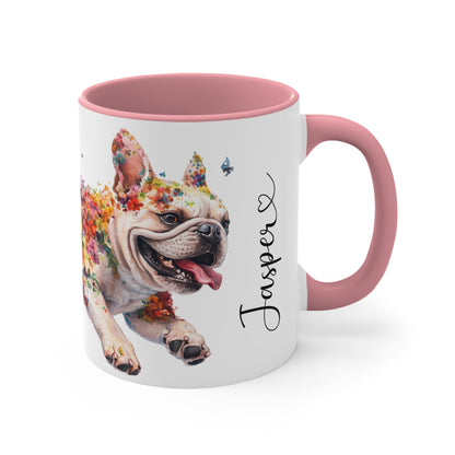 French Bulldog running personalized colourful Mugs, 11oz