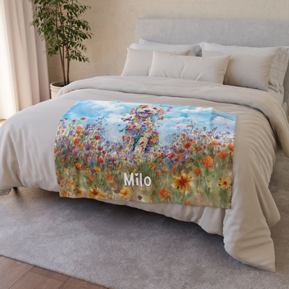 Golden Doodle Meadow Personalised Blanket