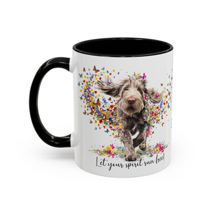 Spinone Italiano #2, Let your spirit run free, personalized colourful Mugs, 11oz