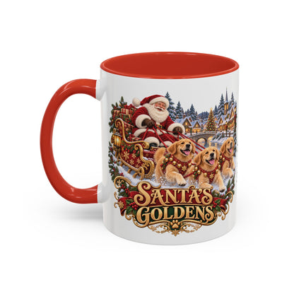 Santa's Goldens, personalised accent colour 11oz mug