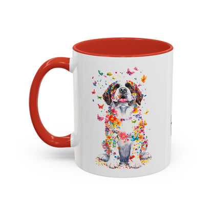 Saint Bernard Personalized Colorful Accent Mugs, 11oz