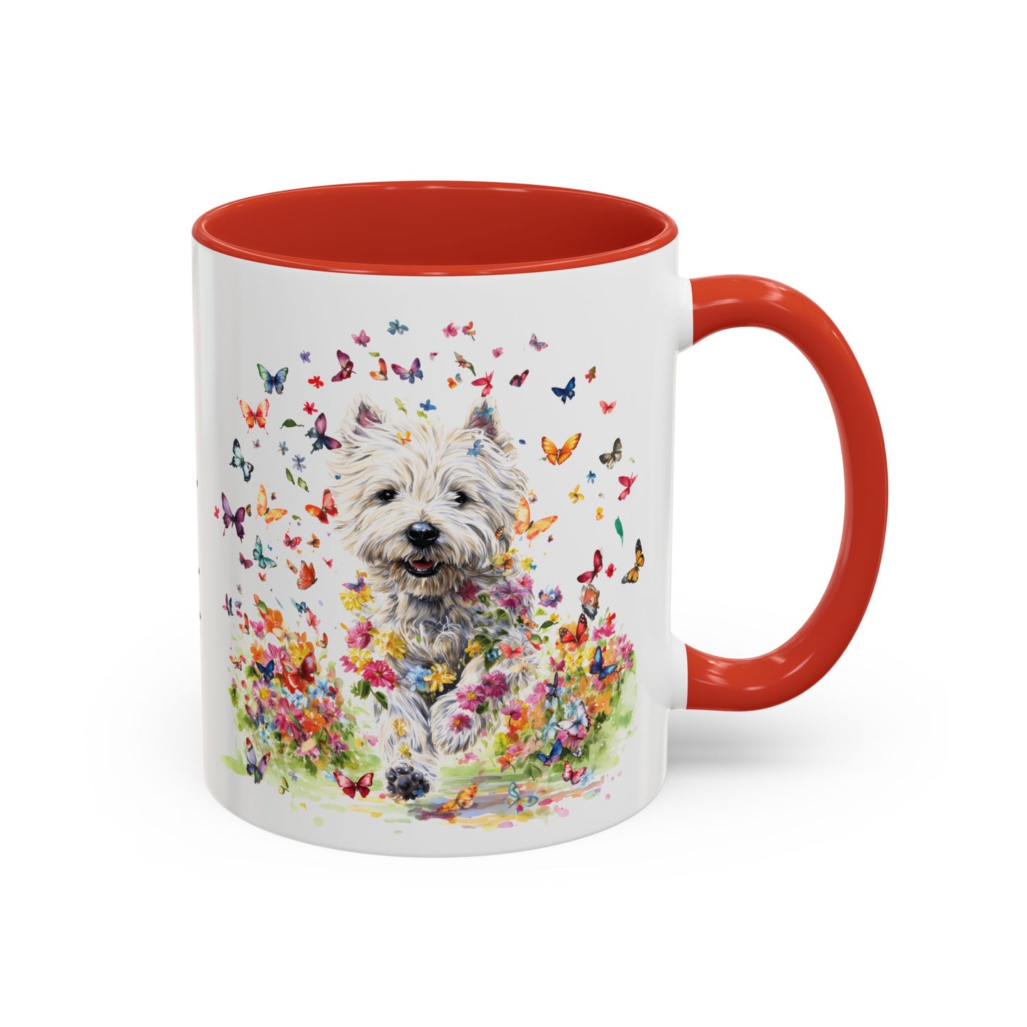 West Highland Terrier #2 Butterfly Personalized Accent Mugs, 11oz