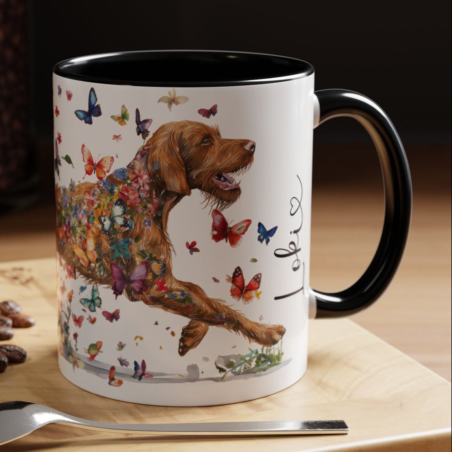 Wire Haired Vizsla Personalized Accent Mugs, 11oz