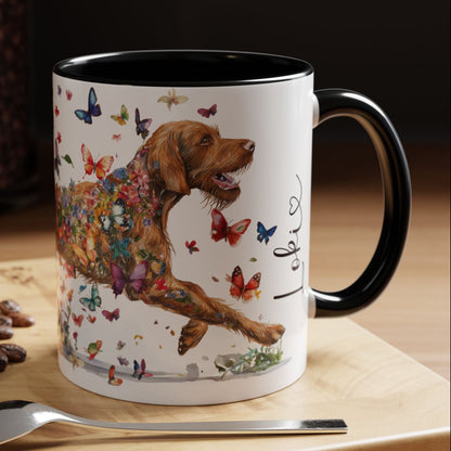 Wire Haired Vizsla Personalized Accent Mugs, 11oz