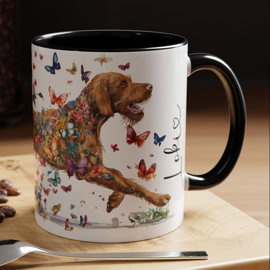 Wire Haired Vizsla Personalized Accent Mugs, 11oz