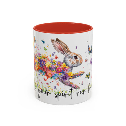 Rabbit "Let your spirit run free" Personalized Accent Mugs, 11oz