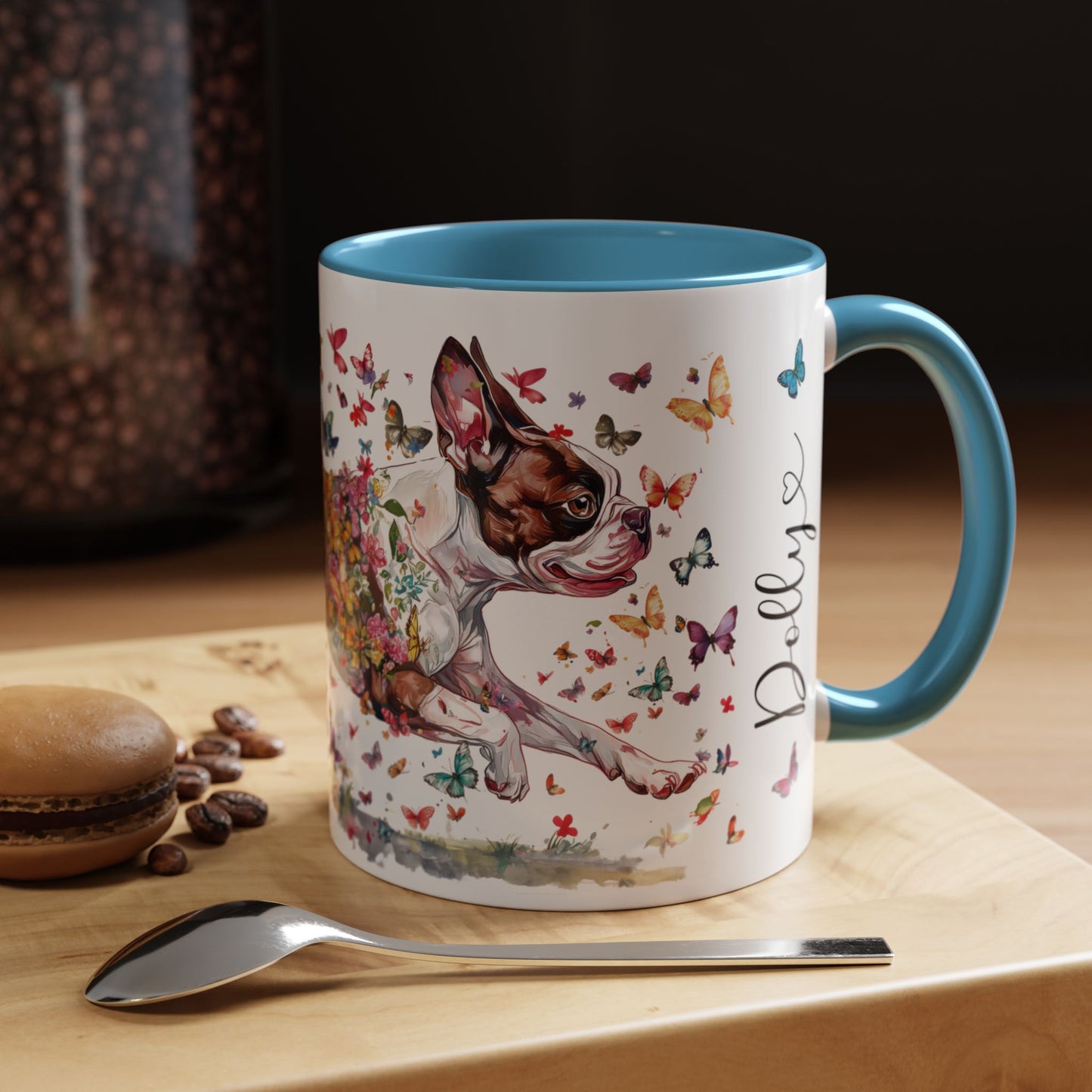 Boston Terrier #4, Personalized Accent Mugs, 11oz