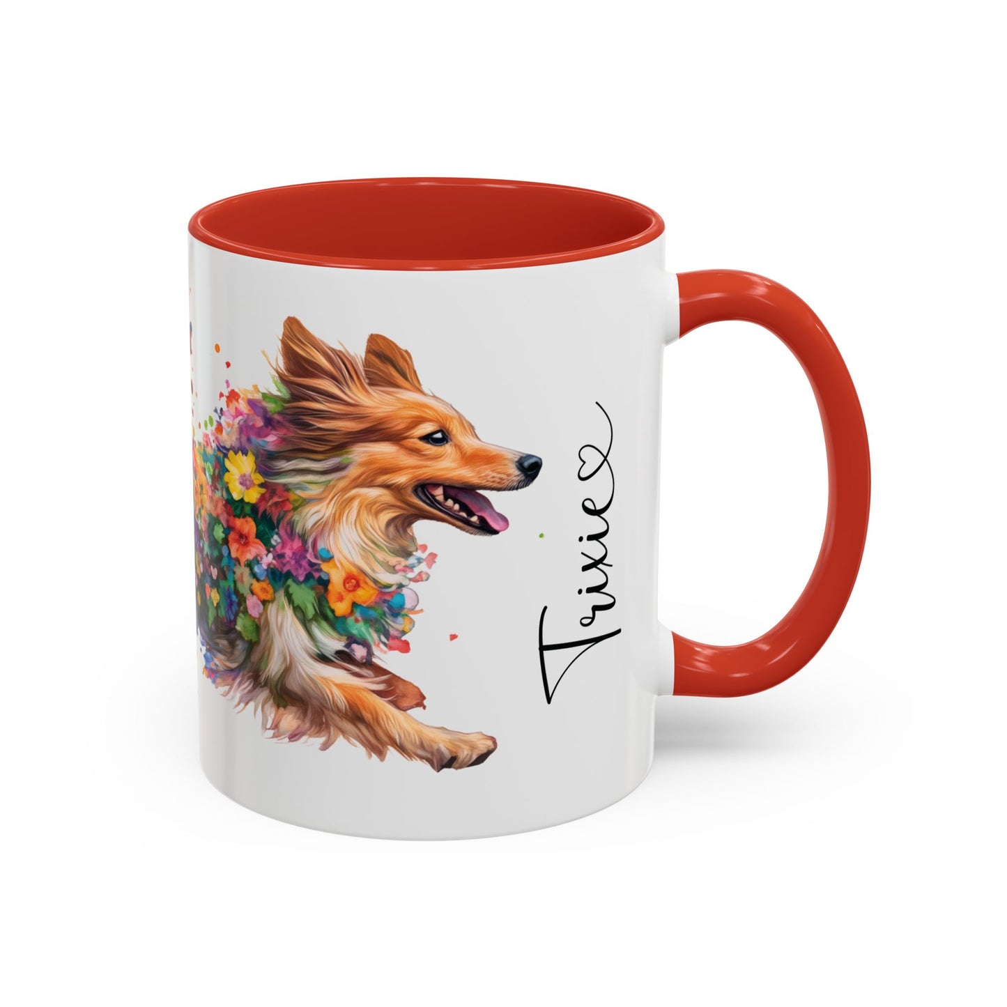 Shetland Sheep Dog Personalized Accent Mugs, 11oz