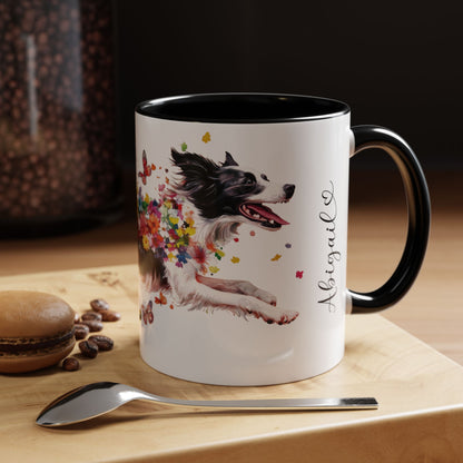 Border Collie Personalized Accent Mugs, 11oz