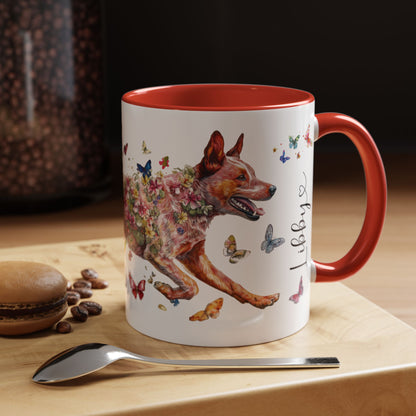 Red Heeler (Cattle dog) Personalized Accent Mugs, 11oz