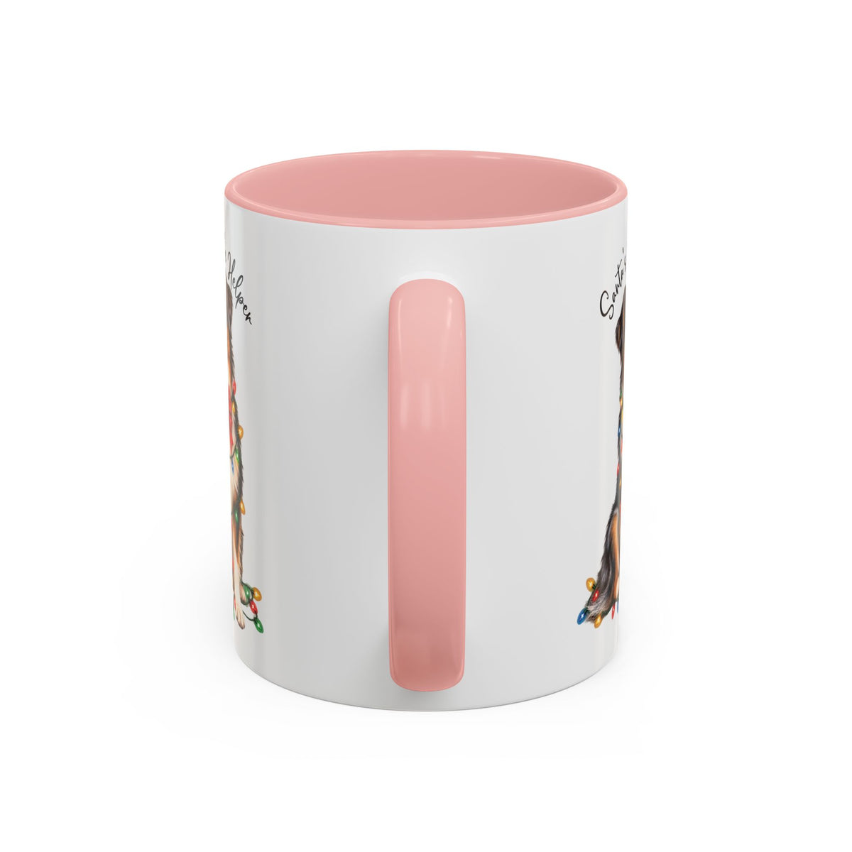 Australian Shepherd #4 Santa's little helper, personalised accent colour 11oz mug