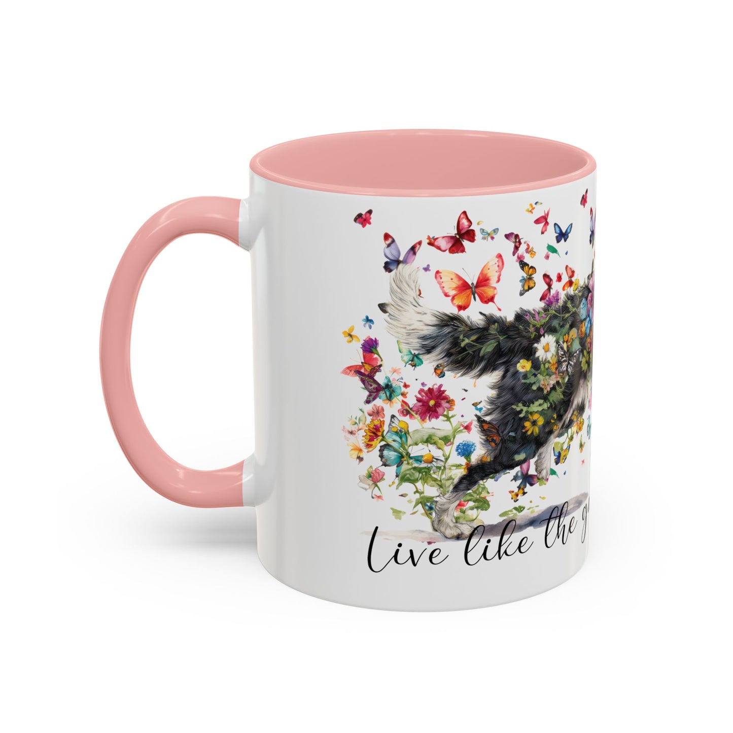 Border Collie #1 “Live like the gate was left open" Accent Mugs, 11oz