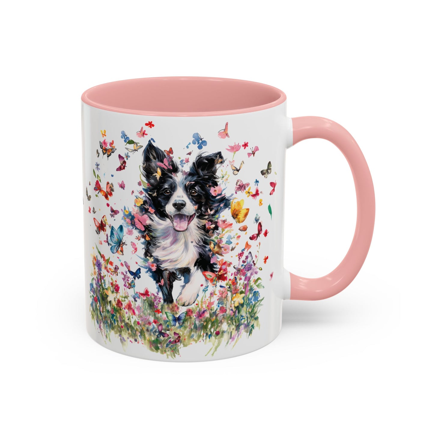 Border Collie #4 Personalized Accent Mugs, 11oz