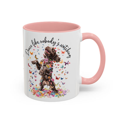 Cockapoo/Cavapoo "Dance like nobody's watching" personalized colourful Mugs, 11oz