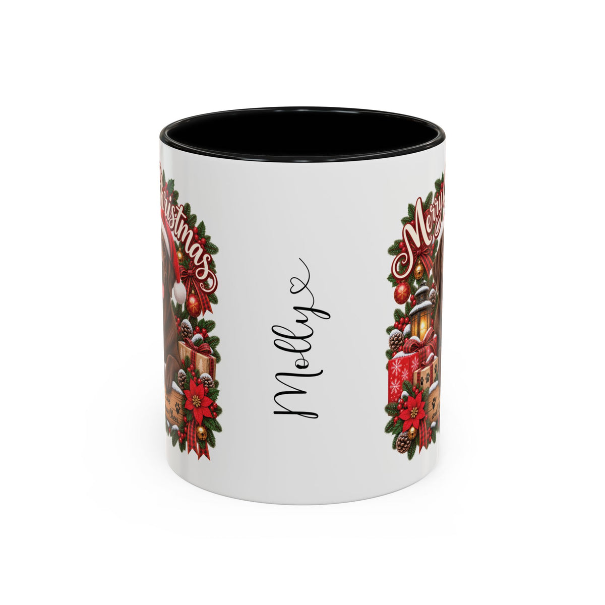 Labrador #3 Merry Christmas, personalised accent colour 11oz mug