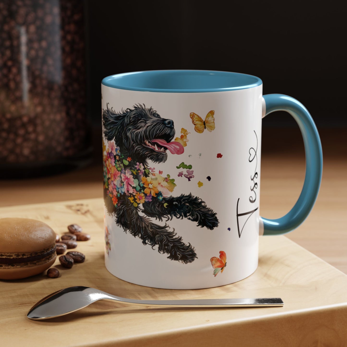 Portugese Water Dog Personalized Accent Mugs, 11oz