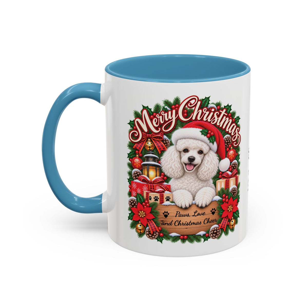 Poodle #4 Merry Christmas, personalised accent colour 11oz mug