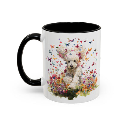 Poodle Butterfly Personalized Accent Mugs, 11oz