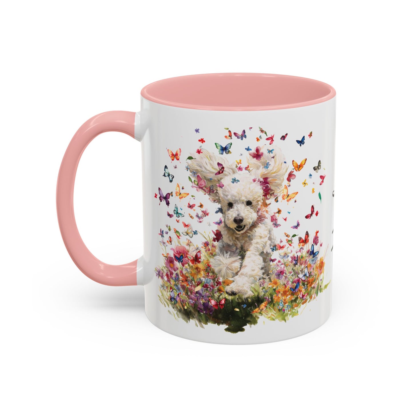 Poodle Butterfly Personalized Accent Mugs, 11oz