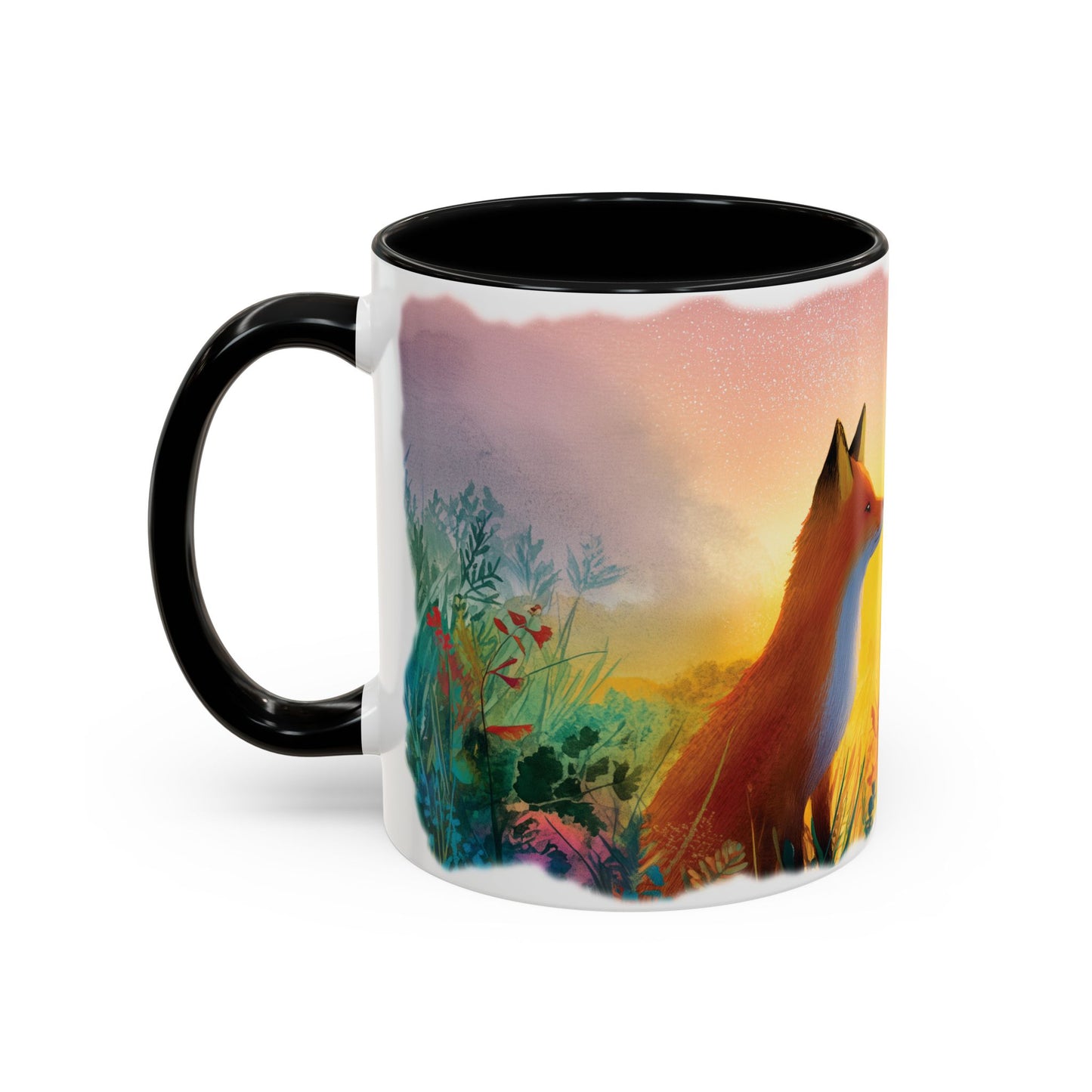 Fox Sunrise #1 Personalized Accent Mugs, 11oz