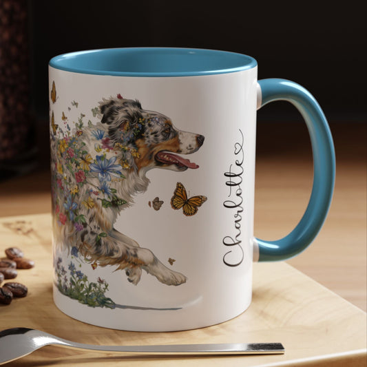 Australian Shepherd Blue Merle Personalized Accent Mugs, 11oz