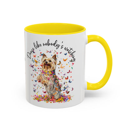 Silky Terrier "Dance like nobody's watching" personalized colourful Mugs, 11oz