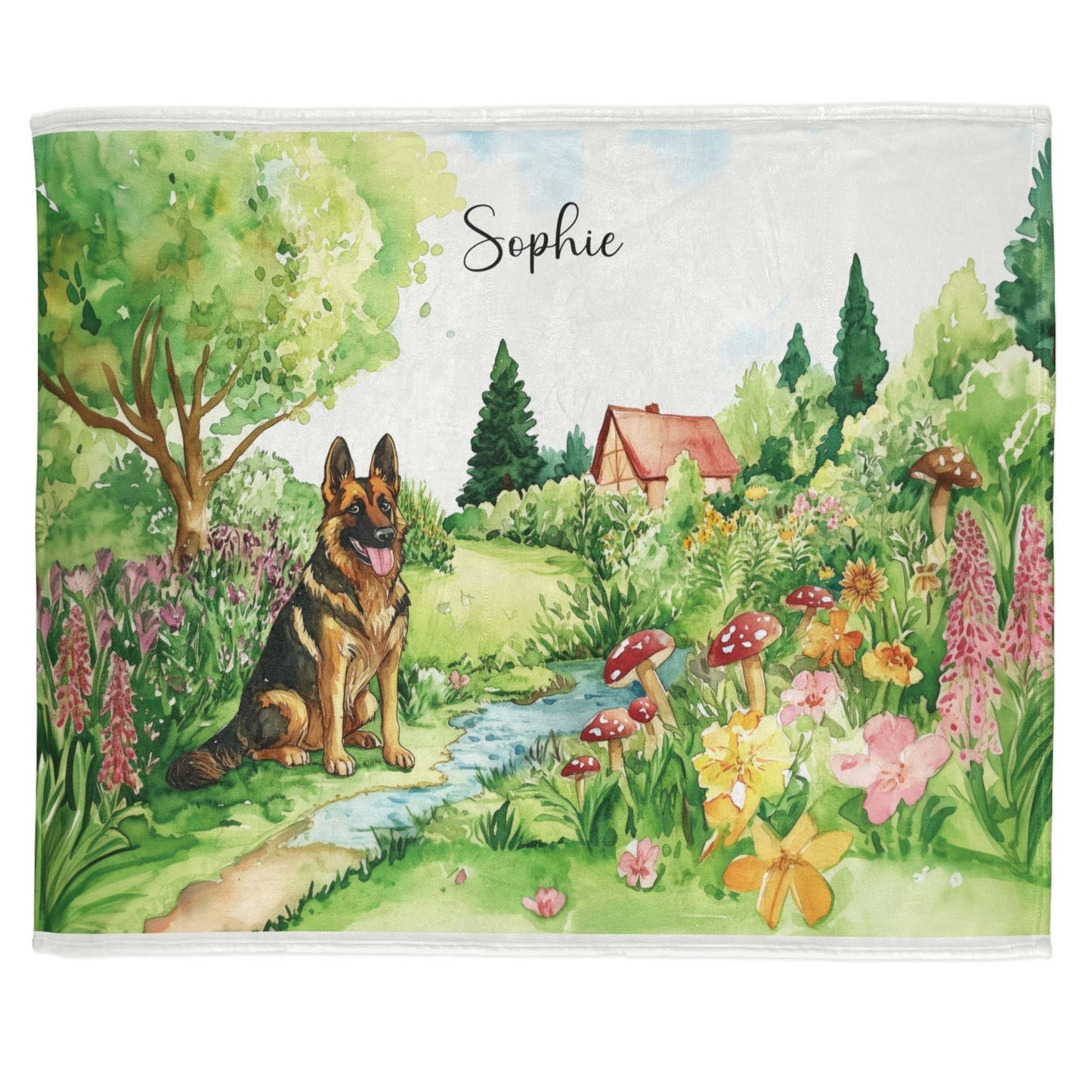 German Shepherd #1 Cottage Garden Personalised Blanket