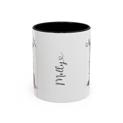 Border Collie, Santa's little helper, personalised accent colour 11oz mug