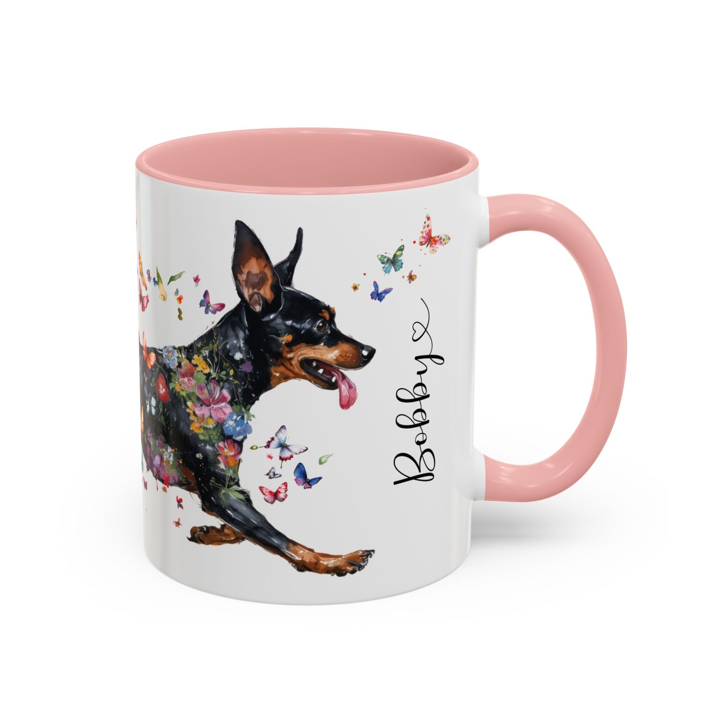 Miniature Pinscher Personalized Accent Mugs, 11oz