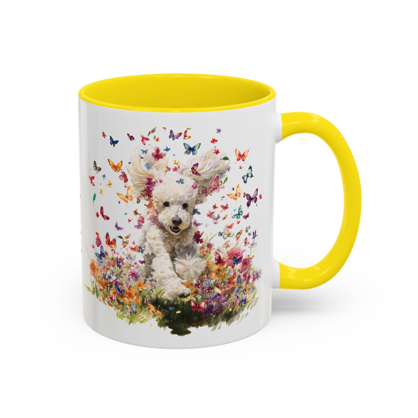 Poodle Butterfly Personalized Accent Mugs, 11oz