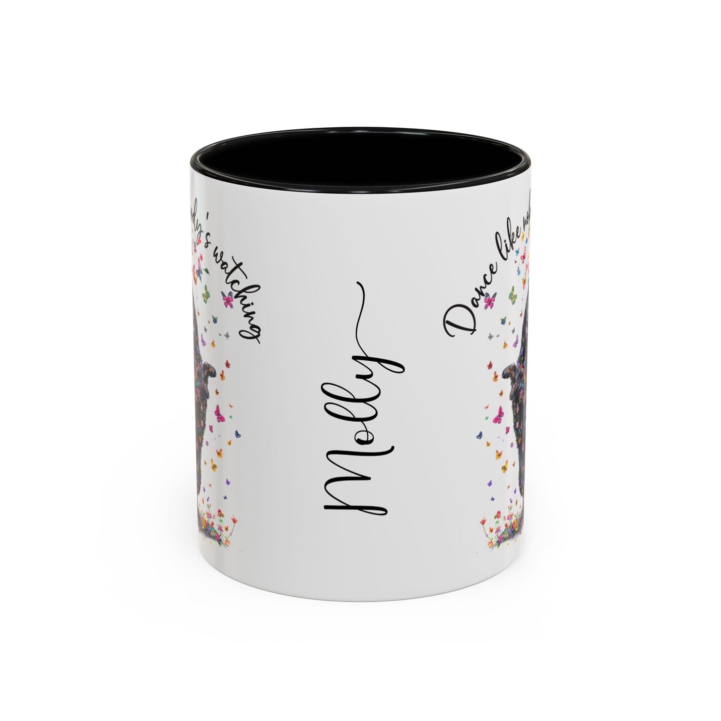 Schipperke "Dance like nobody's watching" personalized colourful Mugs, 11oz