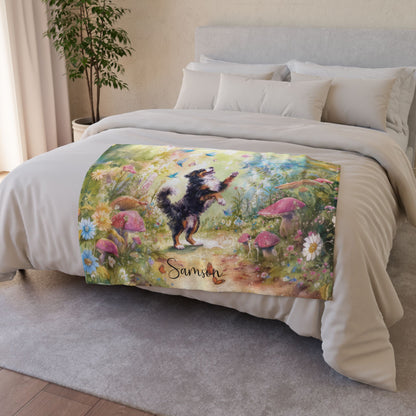 Bernese Mountain Dog Dancing Mystical Forest Personalised Blanket