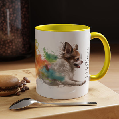 Chihuahua #3 Paint Colourful Personalised Accent Mugs, 11oz