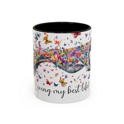 Greyhound #5 Living my best life, Accent Mugs, 11oz