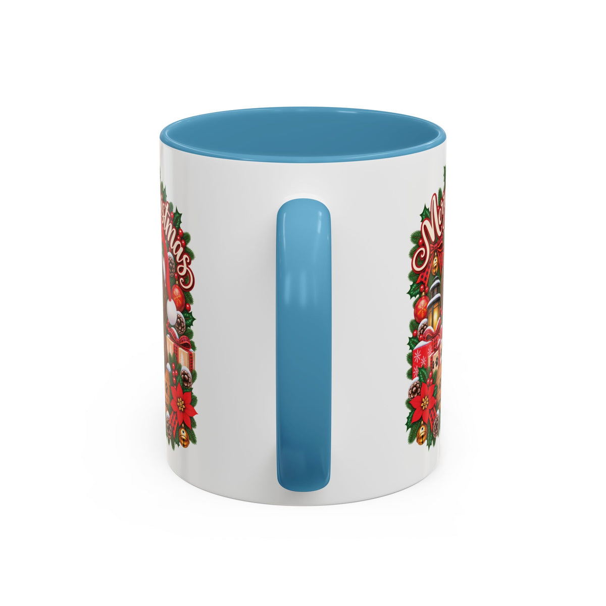 Poodle #2 Merry Christmas, personalised accent colour 11oz mug