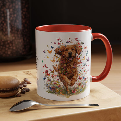 Red Golden Retriever Personalized Accent Mugs, 11oz