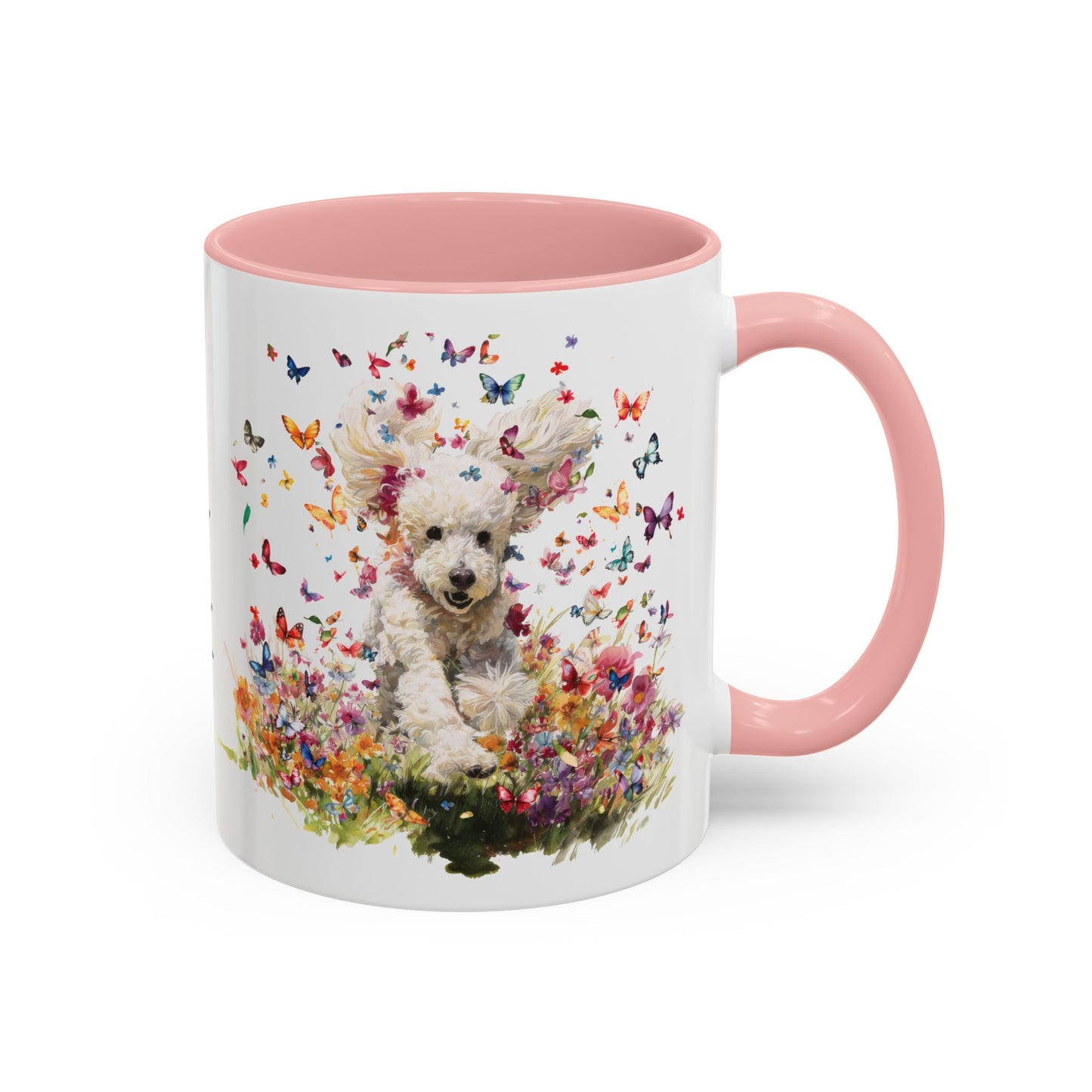 Poodle Butterfly Personalized Accent Mugs, 11oz