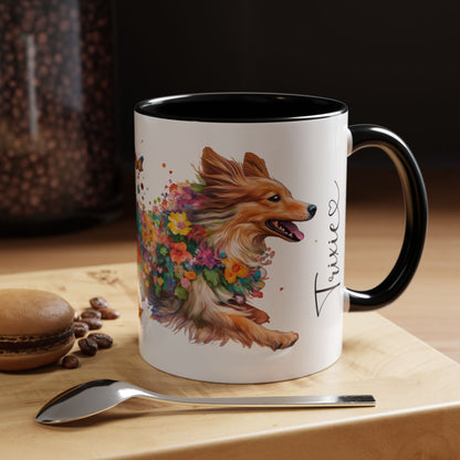 Shetland Sheep Dog Personalized Accent Mugs, 11oz