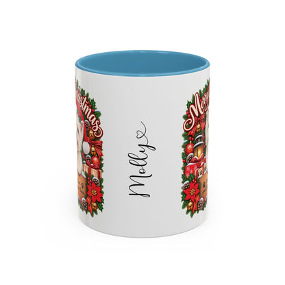 Maltese #2 Merry Christmas, personalised accent colour 11oz mug