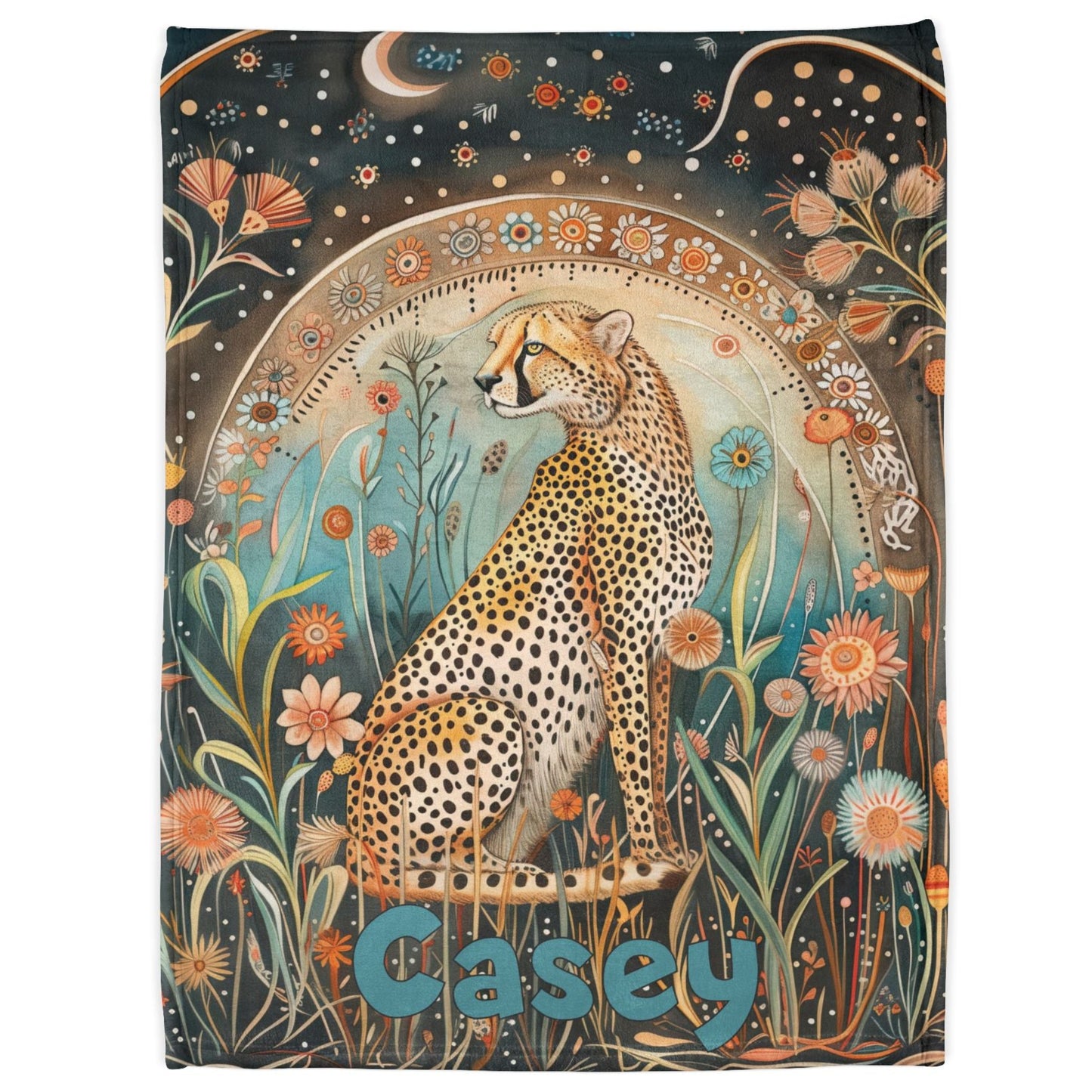 Cheetah & Moon Personalised Soft Polyester Blanket