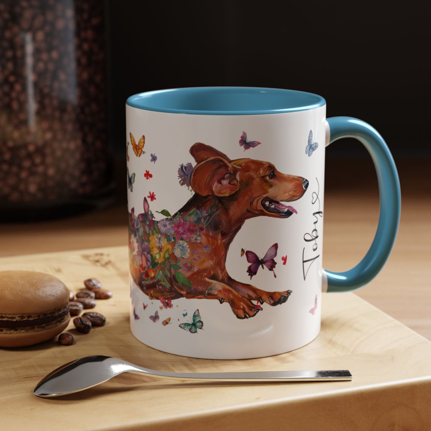 Dachshund #5 Personalized Accent Mugs, 11oz