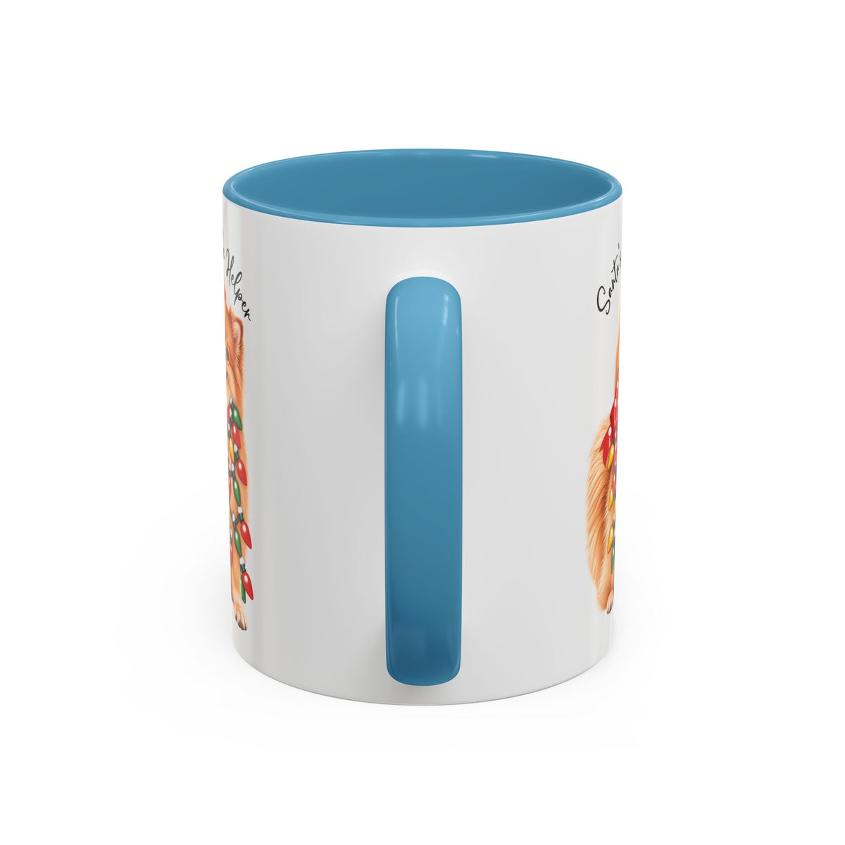 Pomeranian, Santa's little helper, personalised accent colour 11oz mug