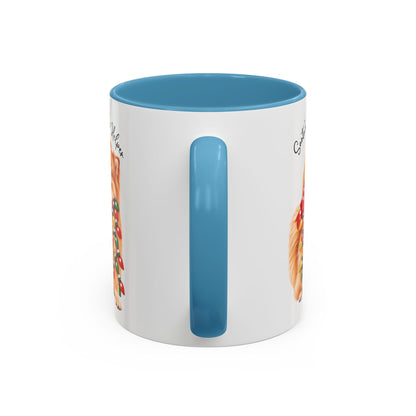 Pomeranian, Santa's little helper, personalised accent colour 11oz mug
