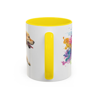 Golden Retriever Paint Colourful Personalised Accent Mugs, 11oz