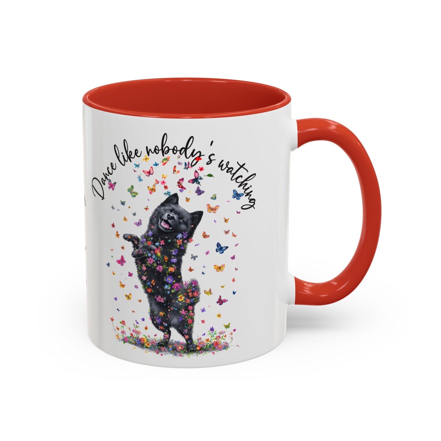 Schipperke "Dance like nobody's watching" personalized colourful Mugs, 11oz
