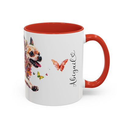 Chihuahua White Personalized Accent Mugs, 11oz