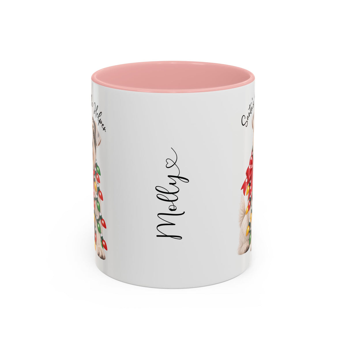 Sealyham Terrier, Santa's little helper, personalised accent colour 11oz mug