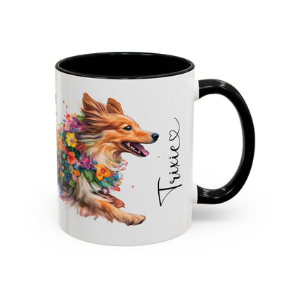 Shetland Sheep Dog Personalized Accent Mugs, 11oz