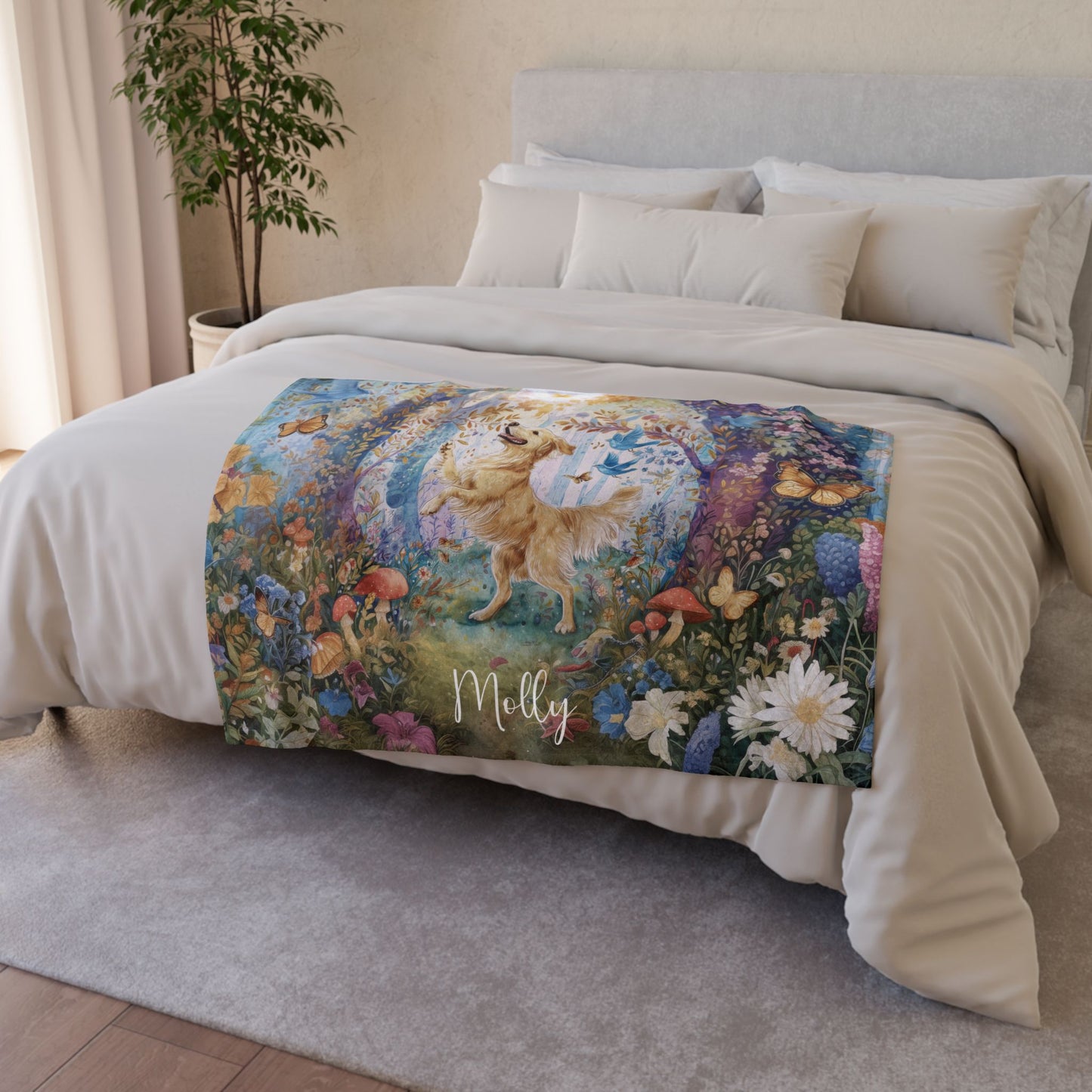 Golden Retriever #1 Dancing Mystical Forest Personalised Blanket